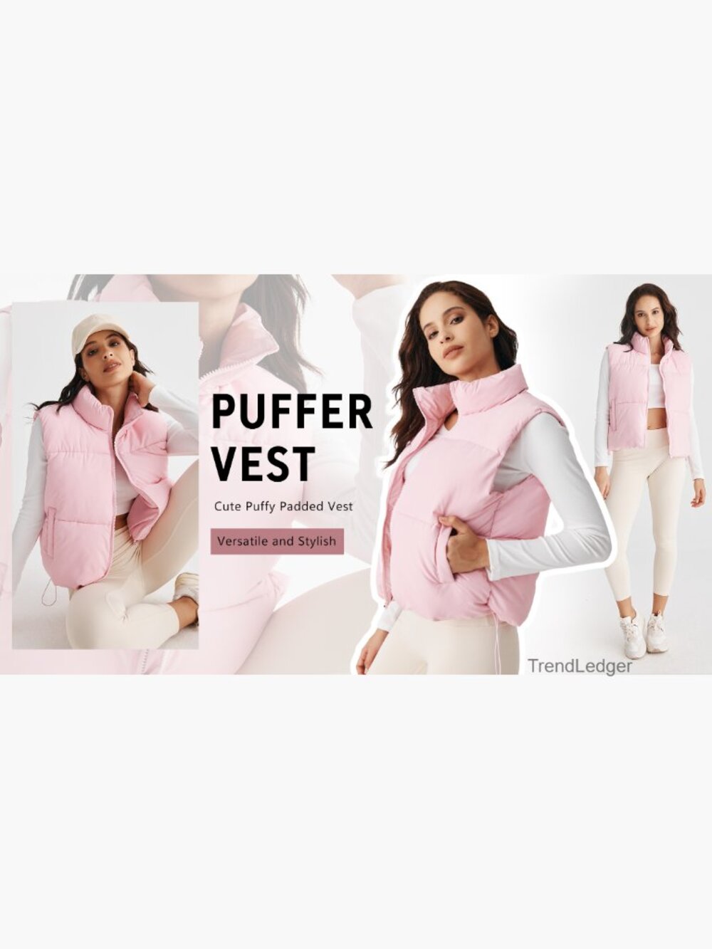 Women's Sleeveless Puffer Vest - Lightweight Stand Collar Zip Up Quilted Jacket - Picture 7 of 7